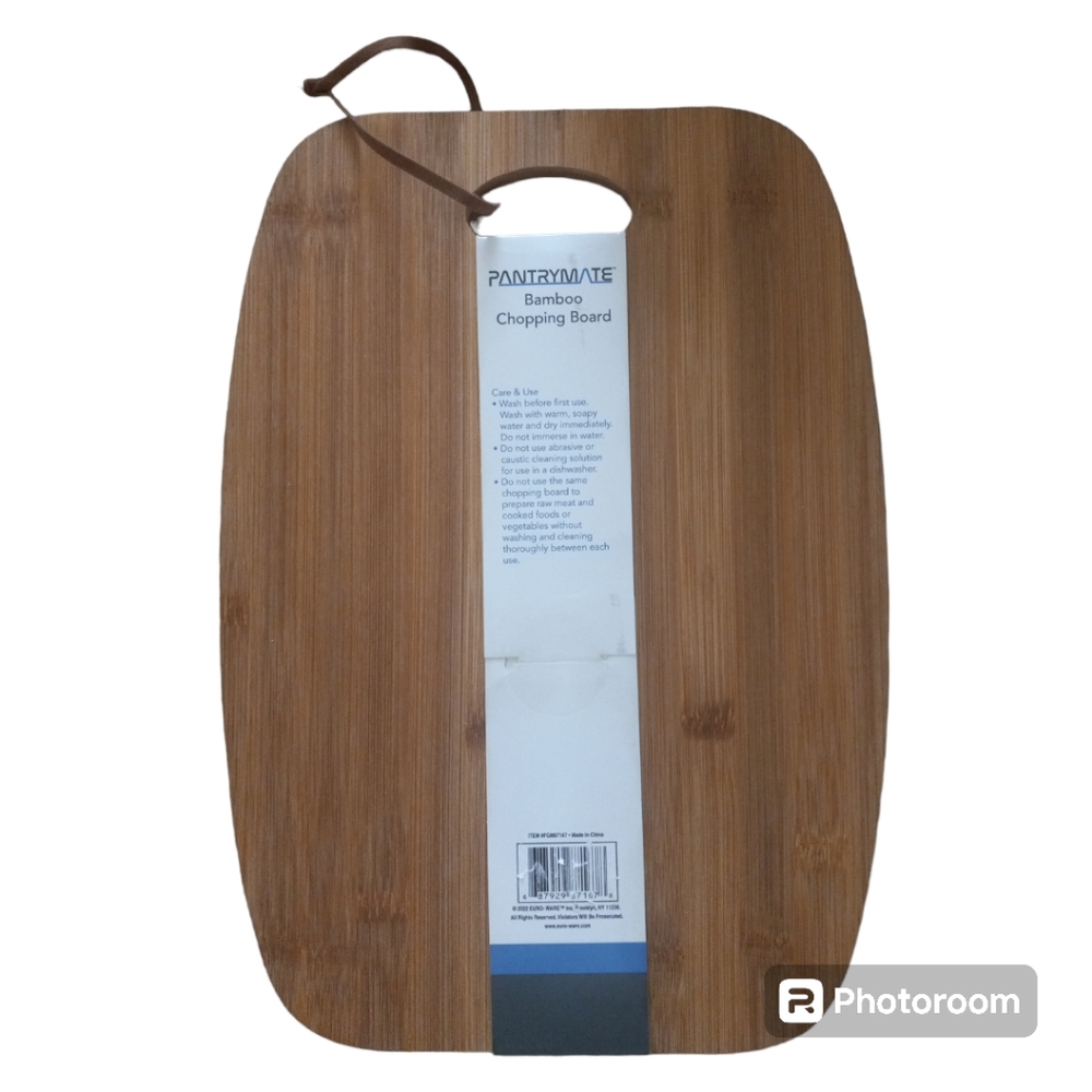 New Bamboo Cutting Cheese Serving Chopping Board 13.5x10 in BBQ Handle & String